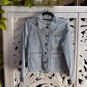 Madewell Shrunken Work Wear Denim Jacket in Poppy Stripe NWOT